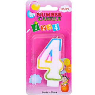 Свічка на торт цифра 4 з глітером - Інтернет-магазин спільних покупок ToGether