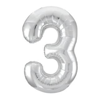 Кулька фольгована цифра 3 срібло - Інтернет-магазин спільних покупок ToGether