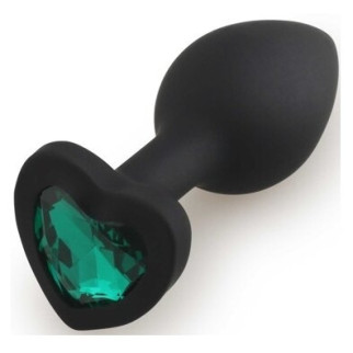 Металева анальна пробка Anal Plug чорна хром зі змінним зеленим кристалом - Інтернет-магазин спільних покупок ToGether