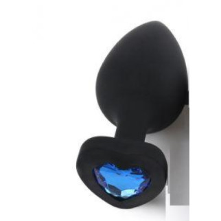 Металева анальна пробка Anal Plug чорна хром зі змінним синім кристалом - Інтернет-магазин спільних покупок ToGether