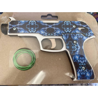 Пістолет з дерева малюнок синій, стриляє гумками - Інтернет-магазин спільних покупок ToGether