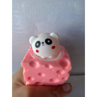 Іграшка антистрес резинова сир з пандою рожева - Інтернет-магазин спільних покупок ToGether