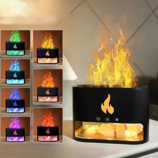 Зволожувач повітря RGB лампа з соляним камінням з ефектом полум'я Чорний - Інтернет-магазин спільних покупок ToGether