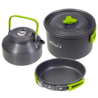 Алюмінієвий кемпінговий набір посуду DS-308 (каструля, сковорідка, чайник і столові прилади) - Інтернет-магазин спільних покупок ToGether