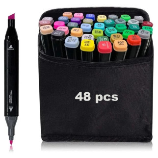 Набір маркерів 48 кольорів для малювання скетчингу Фломастери двосторонні - Інтернет-магазин спільних покупок ToGether