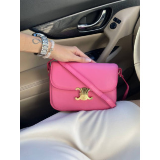 Сумка жіноча Celine Teen Triomphe Bag in Shiny Calfskin Pink Селін яскраво-рожевий DN091 - Інтернет-магазин спільних покупок ToGether