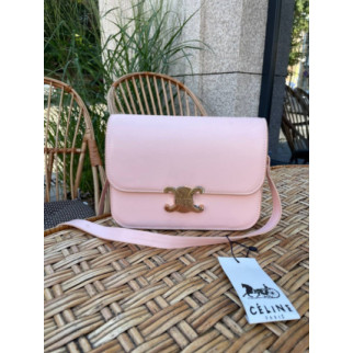 Сумка жіноча Celine Teen Triomphe Bag in Shiny Calfskin Pink Селін пудра DN063 - Інтернет-магазин спільних покупок ToGether