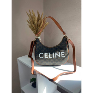 Сумка жіноча  Celine Ava Bag In Triomphe Canvas and Calfskin Tan brown Селін коричнева 072 - Інтернет-магазин спільних покупок ToGether