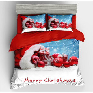 Постільна білизна полуторна новорічна фланель червоні іграшки - Інтернет-магазин спільних покупок ToGether