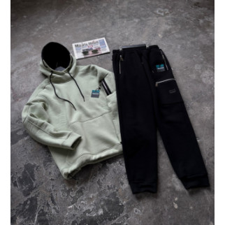 Зимовий спортивний костюм з начосом м'ятний худі + чорні штани RAPID Grand - Інтернет-магазин спільних покупок ToGether
