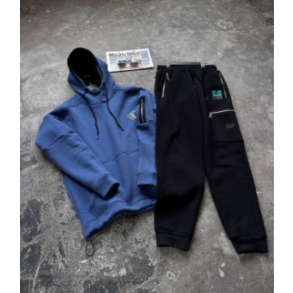 Зимовий спортивний костюм з начосом індиго худі + чорні штани RAPID Grand - Інтернет-магазин спільних покупок ToGether