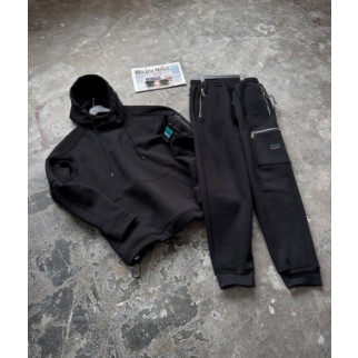 Зимовий спортивний костюм з начосом чорний худі + чорні штани RAPID Grand - Інтернет-магазин спільних покупок ToGether