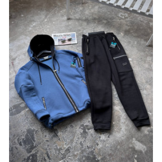 Зимовий спортивний костюм з начосом індиго кофта на змійці+ чорні штани RAPID Grand - Інтернет-магазин спільних покупок ToGether