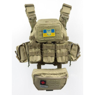 Плитоноска швидкого скидання з боковими карманами Cordura 1000D+ напашник та 6 підсумків койот - Інтернет-магазин спільних покупок ToGether