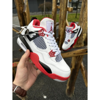 Зимние кроссовки Nike Air Jordan 4 Retro ЛІЦЕНЗІЯ (white / red) - Інтернет-магазин спільних покупок ToGether