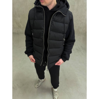 Куртка з трикотажними рукавами та капюшоном Infinity чорна RD293  - Інтернет-магазин спільних покупок ToGether