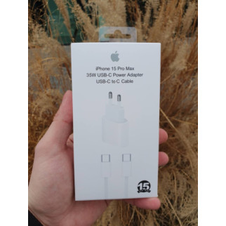 Мережевий зарядний пристрій Apple iPhone 15 Pro Max 2in1 USB-C + плетений кабель Type-C to Type-C білий - Інтернет-магазин спільних покупок ToGether