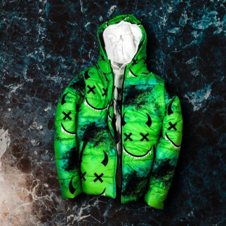Куртка зеленого цвета со смайлами демисезонная 7-371 - Інтернет-магазин спільних покупок ToGether