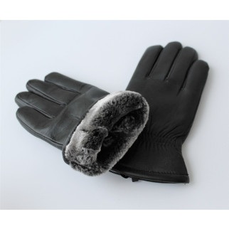 Чоловічі шкіряні рукавички перчатки зимові, штучне хутро чорні - Інтернет-магазин спільних покупок ToGether