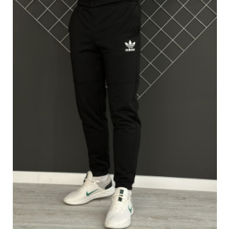 Демісезонні штани чорні Adidas білий лого (двонитка) RD126 - Інтернет-магазин спільних покупок ToGether