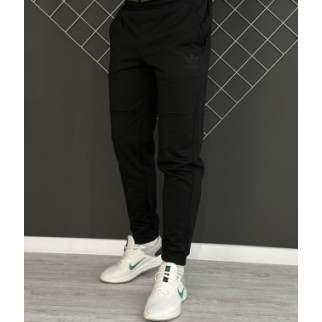 Демісезонні штани чорні Adidas чорний лого (двонитка) RD127 - Інтернет-магазин спільних покупок ToGether