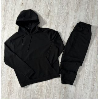Демісезонний базовий спортивний костюм чорний худі + чорні штани (двонитка) RD057/RD063 - Інтернет-магазин спільних покупок ToGether
