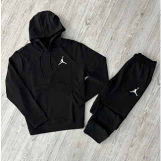 Демісезонний спортивний костюм Jordan чорний худі + чорні штани (двонитка) RD128/RD134 - Інтернет-магазин спільних покупок ToGether