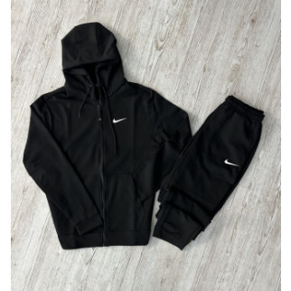 Демісезонний спортивний костюм Nike чорна кофта на змійці + чорні штани (двонитка) RD097/RD102 - Інтернет-магазин спільних покупок ToGether