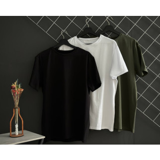 Комплект із трьох однотонних футболок (чорна, біла, хакі) - Інтернет-магазин спільних покупок ToGether