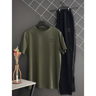 Штани чорні Adidas (двонитка, чорний лого) + футболка хакі Adidas - Інтернет-магазин спільних покупок ToGether