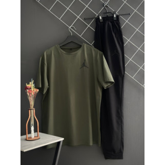 Штани чорні Jordan (двонитка, чорний лого) + футболка хакі Jordan - Інтернет-магазин спільних покупок ToGether