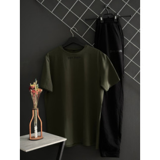 Штани чорні Palm Angels (двонитка, чорний лого) + футболка хакі Palm Angels - Інтернет-магазин спільних покупок ToGether