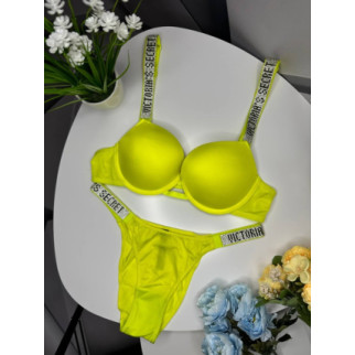 Комплект женский Victoria’s Secret Rhinestone Yellow kk050 - Інтернет-магазин спільних покупок ToGether
