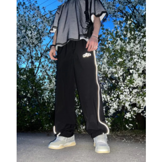 Cпортивні штани оверсайз OGONPUSHKA Twain чорні з рефлективом - Інтернет-магазин спільних покупок ToGether