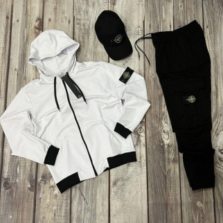 Худі біле  + штани чорні  + кепка чорна  Stone Island  - Інтернет-магазин спільних покупок ToGether