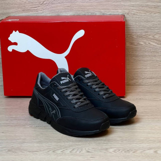 Шкіряні кросівки  Puma чорні  - Інтернет-магазин спільних покупок ToGether