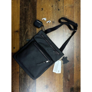 чоловіча сумка через плече з натуральної шкіри чорна  - Інтернет-магазин спільних покупок ToGether