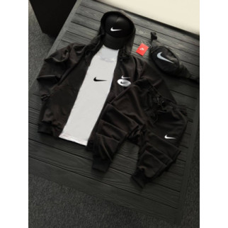 Комплект костюм  Nike + бананка та кепка  (колір чорний, білий)  - Інтернет-магазин спільних покупок ToGether