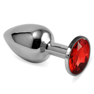 Гладка анальна пробка з червоним каменем Silver Rosebud Classic Metal Plug Small 18+ - Інтернет-магазин спільних покупок ToGether