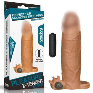 Подовжувальна вибона насадка на пініс коричнева Pleasure X Tender Vibrating Penis Sleeve 18+ - Інтернет-магазин спільних покупок ToGether