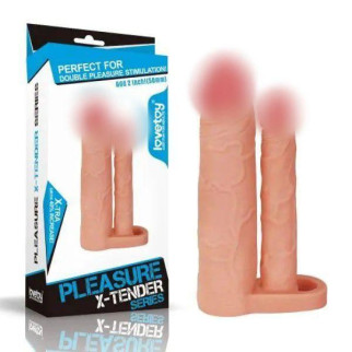 Насадка на член подовжувальна подвійна Pleasure X Tender Double Penis Sleeve Flesh 18+ - Інтернет-магазин спільних покупок ToGether