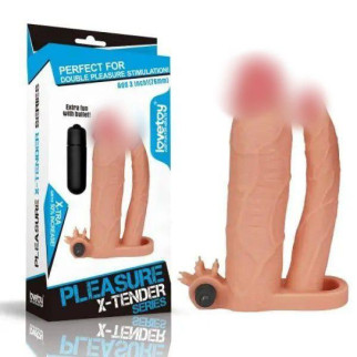 Насадка подовжувальна подвійна з вібрацією Pleasure X Tender Vibrating Double Penis Sleeve 18+ - Інтернет-магазин спільних покупок ToGether