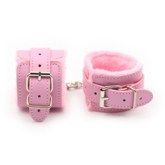 Рожеві шкіряні бондажні наручники з хутром 18+ - Інтернет-магазин спільних покупок ToGether