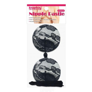 Чорні мереживні стикині з китичками Reusable Black Lace Round Tassel Nipple Pasties 18+ - Інтернет-магазин спільних покупок ToGether