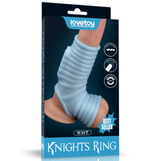 Насадка на пеніс Vibrating Wave Knights Ring with Scrotum Sleeve Blue 18+ - Інтернет-магазин спільних покупок ToGether