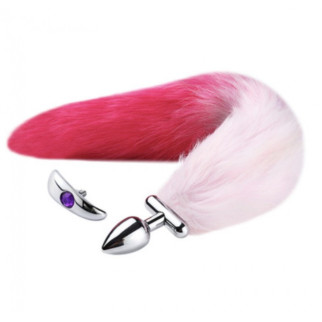 Анальна пробка з пишним хвостом Deformable Fox Tail Metal Anal Plug Pink Red 18+ - Інтернет-магазин спільних покупок ToGether