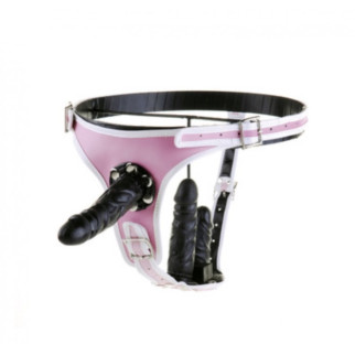 Страпон із трьома фалоімітаторами на ремінцях Triple Pink Strapon 18+ - Інтернет-магазин спільних покупок ToGether
