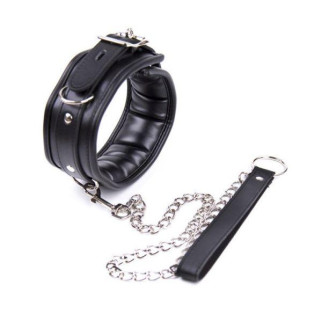 М'який чорний бдсм нашийник із повідцем Premium Locking Collars 18+ - Інтернет-магазин спільних покупок ToGether