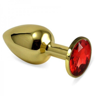 Золота анальна пробка з червоним каменем Rosebud Anal Plug Medium 18+ - Інтернет-магазин спільних покупок ToGether
