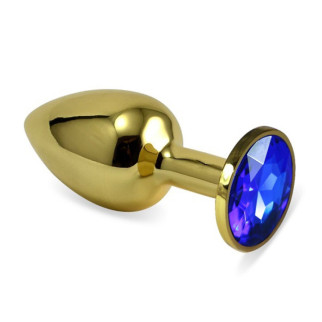 Золота анальна пробка із синім каменем Rosebud Anal Plug Medium 18+ - Інтернет-магазин спільних покупок ToGether